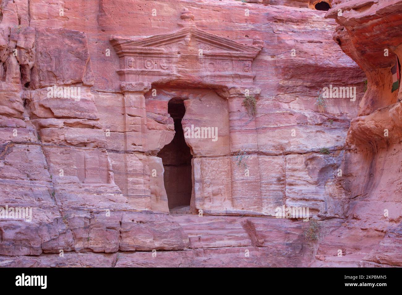 The Lion Triclinium tomb, Petra, Jordan. Ad Deir Trail Stock Photo