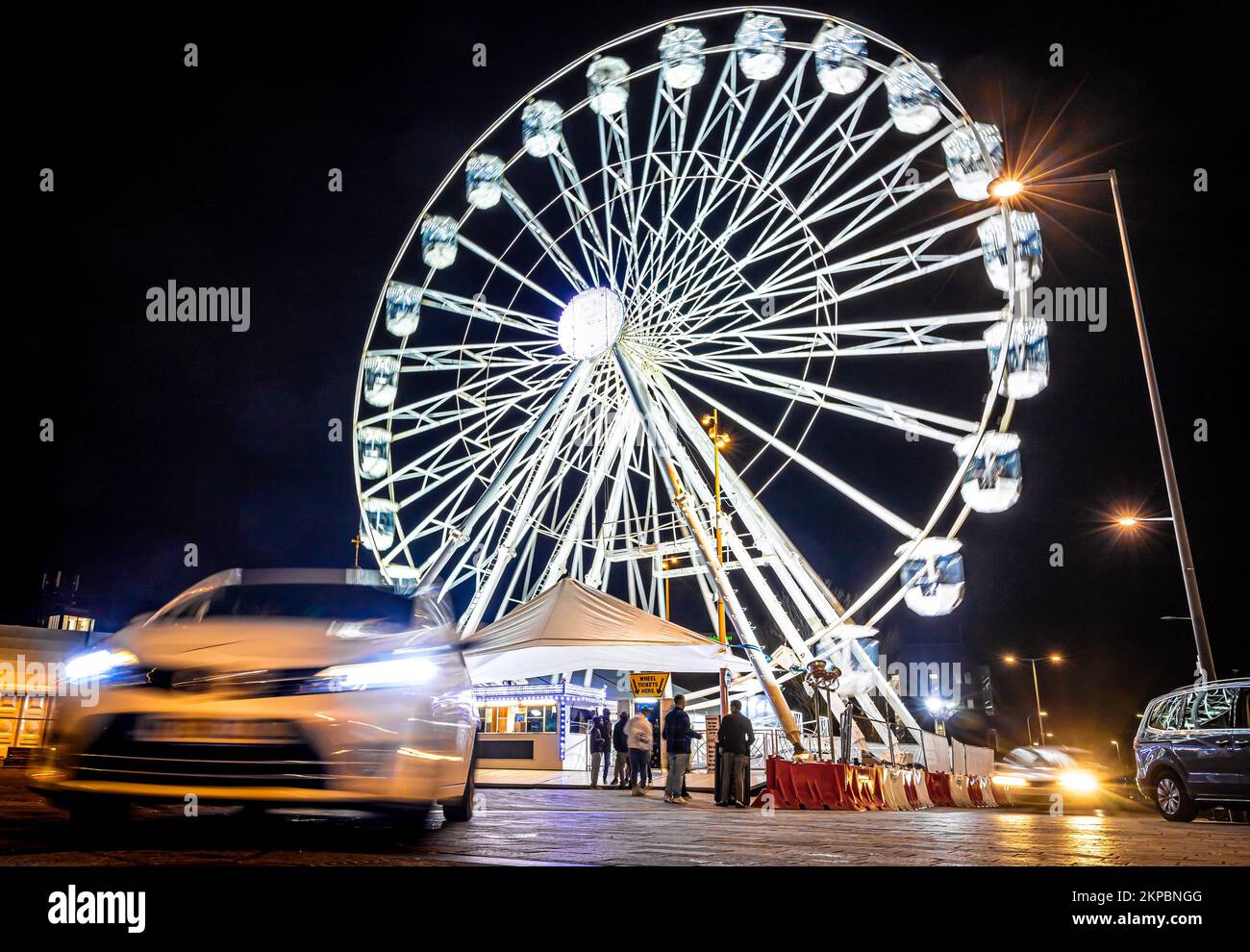 View of night Leicester, a city in England’s East Midlands region, in Christmas time, UK Stock Photo