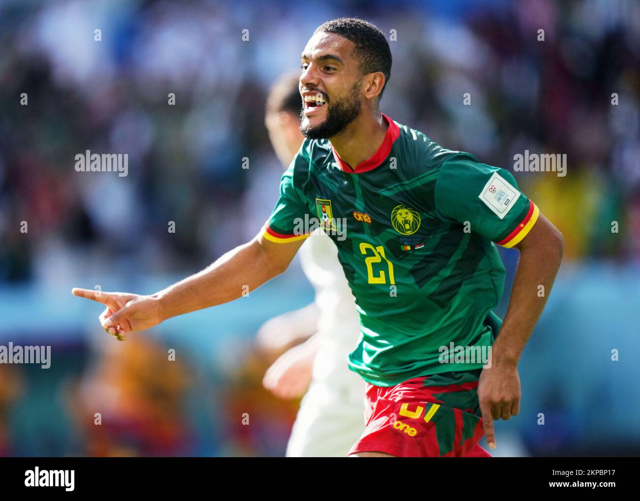 Jean-Charles Castelletto of Cameroon celebrates his goal during the