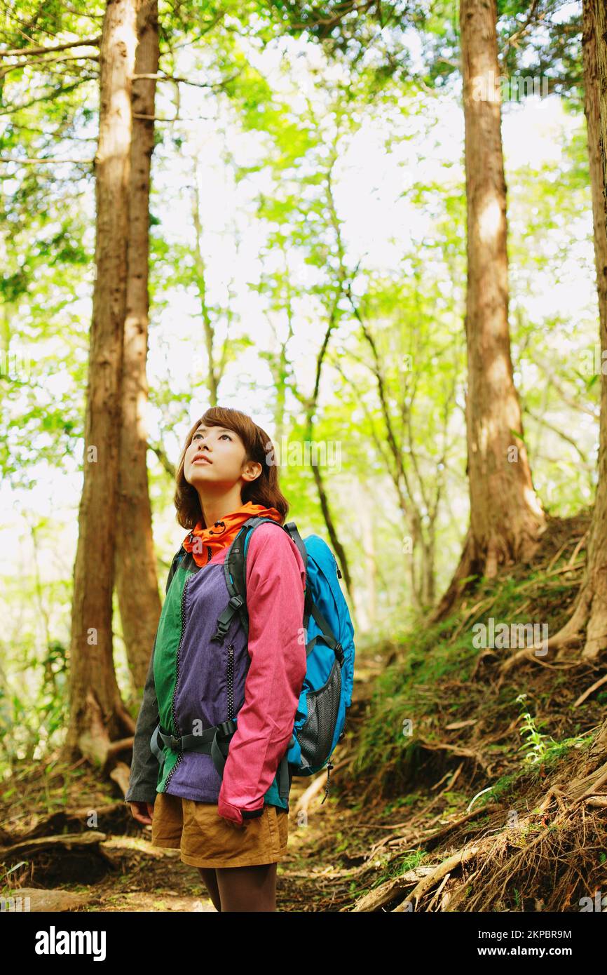 Japanese girl hiking Stock Photo Alamy