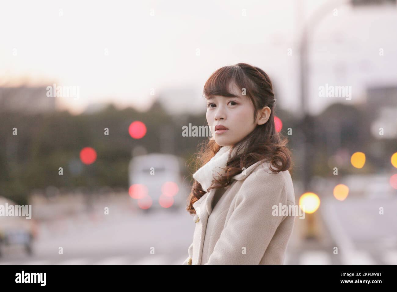 Japanese woman at dusk Stock Photo Alamy