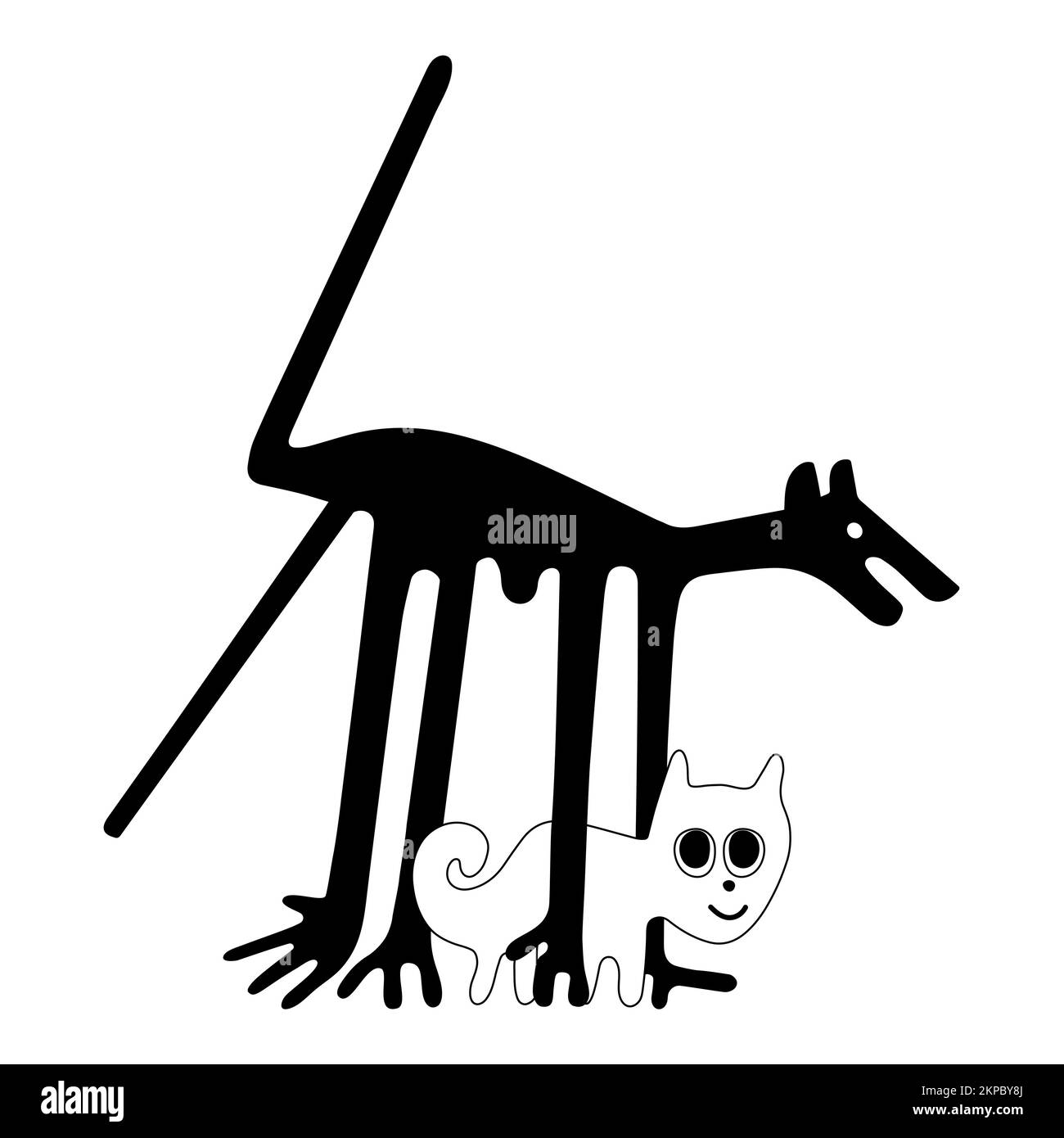 The dog and the cat - a paraphrase of the famous geoglyphs from Nazca Stock Photo