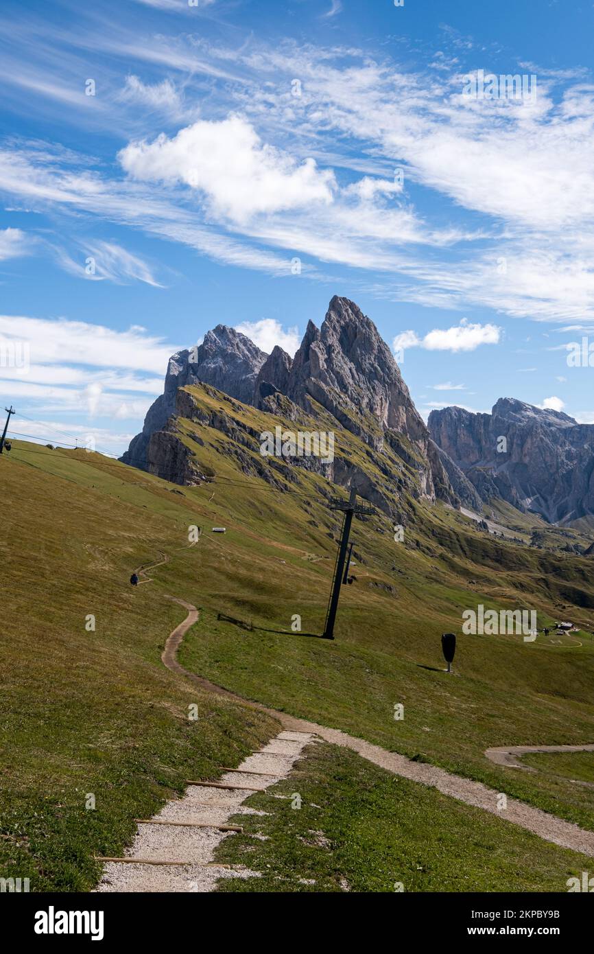 Breathtaking panoramic view of the mountain Seceda in the Dolomites ...