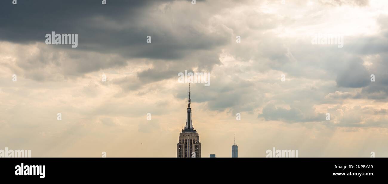 Skyscraper lightning rod on cloudy rainy sky panorama with low hanging clouds Stock Photo Alamy