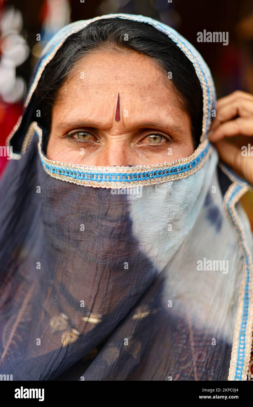 An Indian old kalbelia tribal woman. This snake charming tribe used to