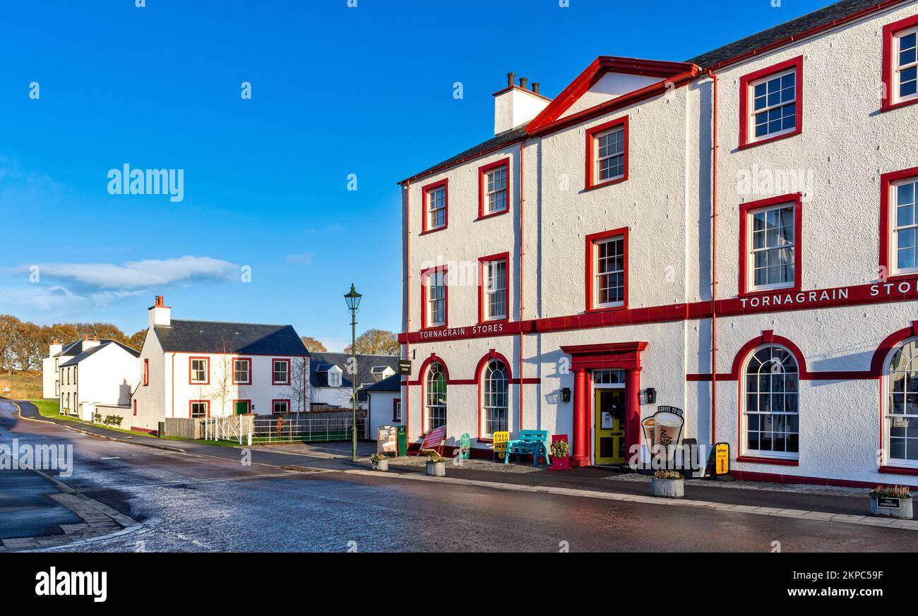 Tornagrain Inverness Scotland a planned village Croy Road and Tornagrain Stores building Stock Photo