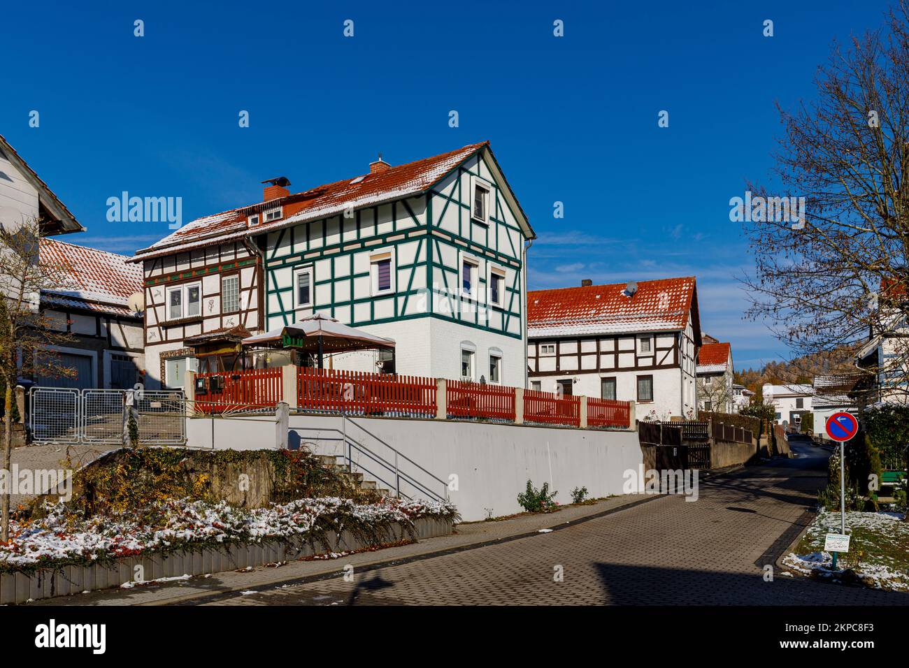 Half timbered houses in Herleshausen Hesse Stock Photo