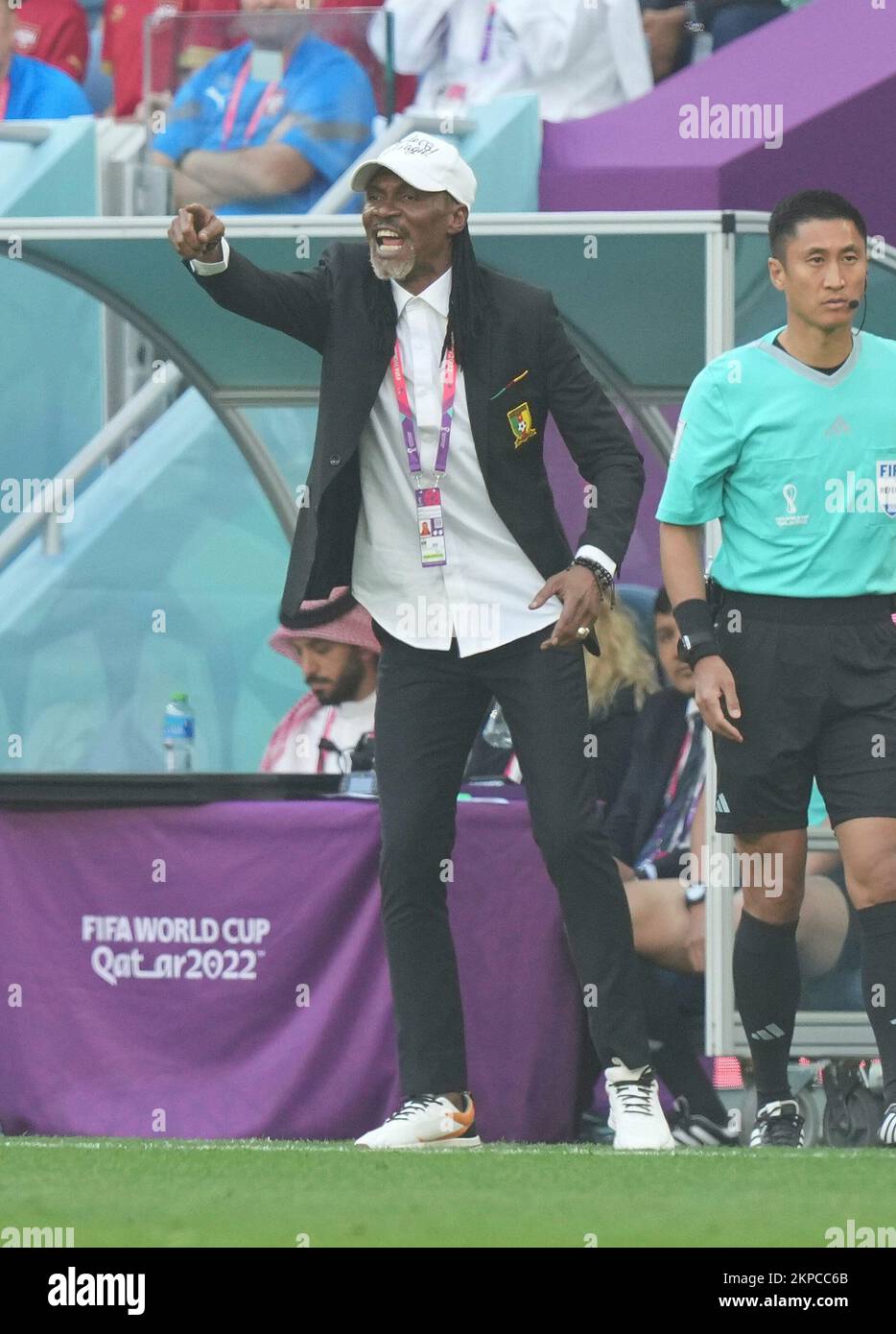 Doha, Qatar. 28th Nov, 2022.November 28th, 2022, Al Janoub Stadium, Doha, QAT, World Cup FIFA 2022, Group G, Cameroon vs Serbia, in the picture Cameroon's coach Rigobert Song Credit: dpa picture alliance/Alamy Live News Stock Photo