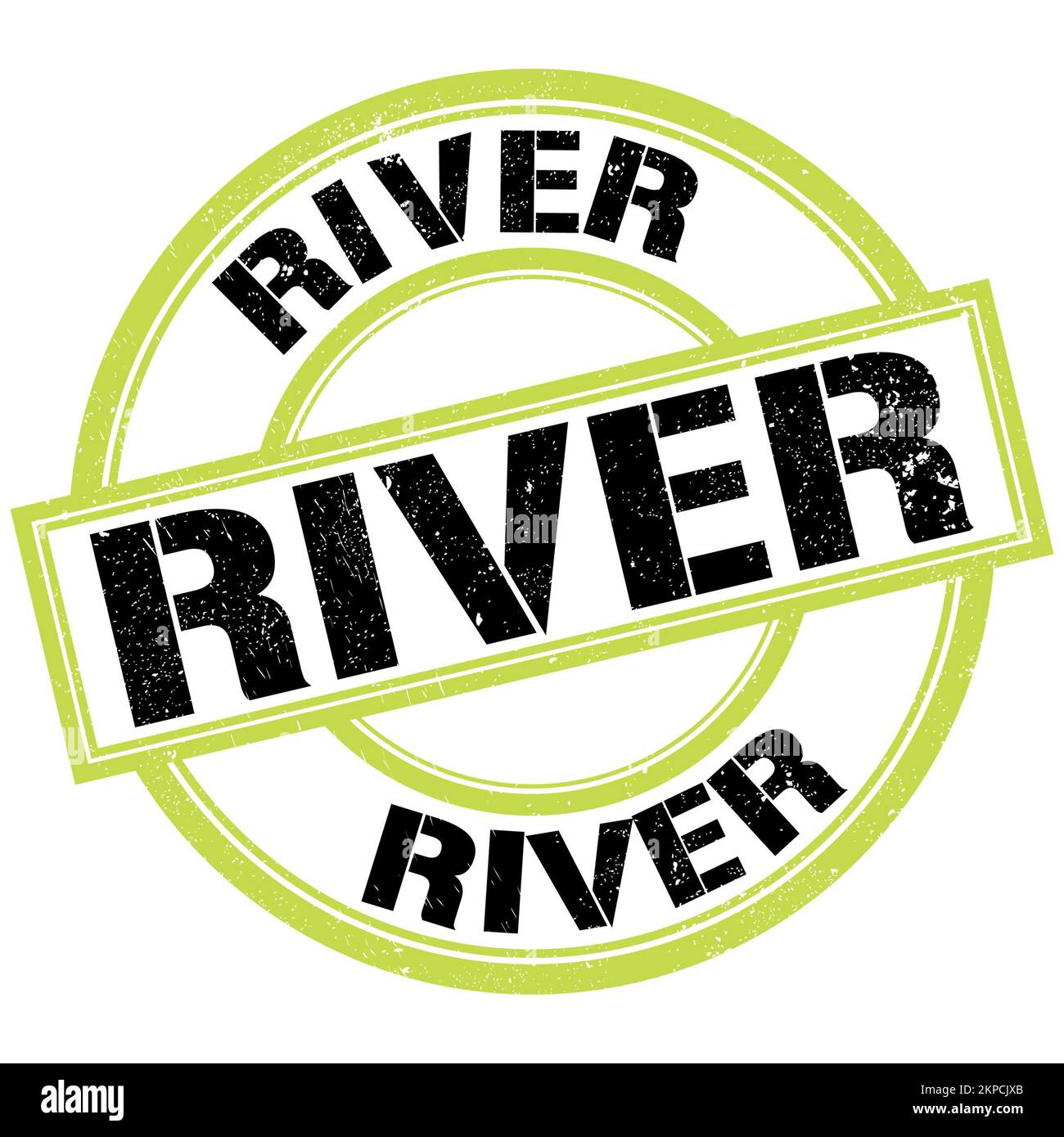 RIVER text written on green-black round stamp sign Stock Photo