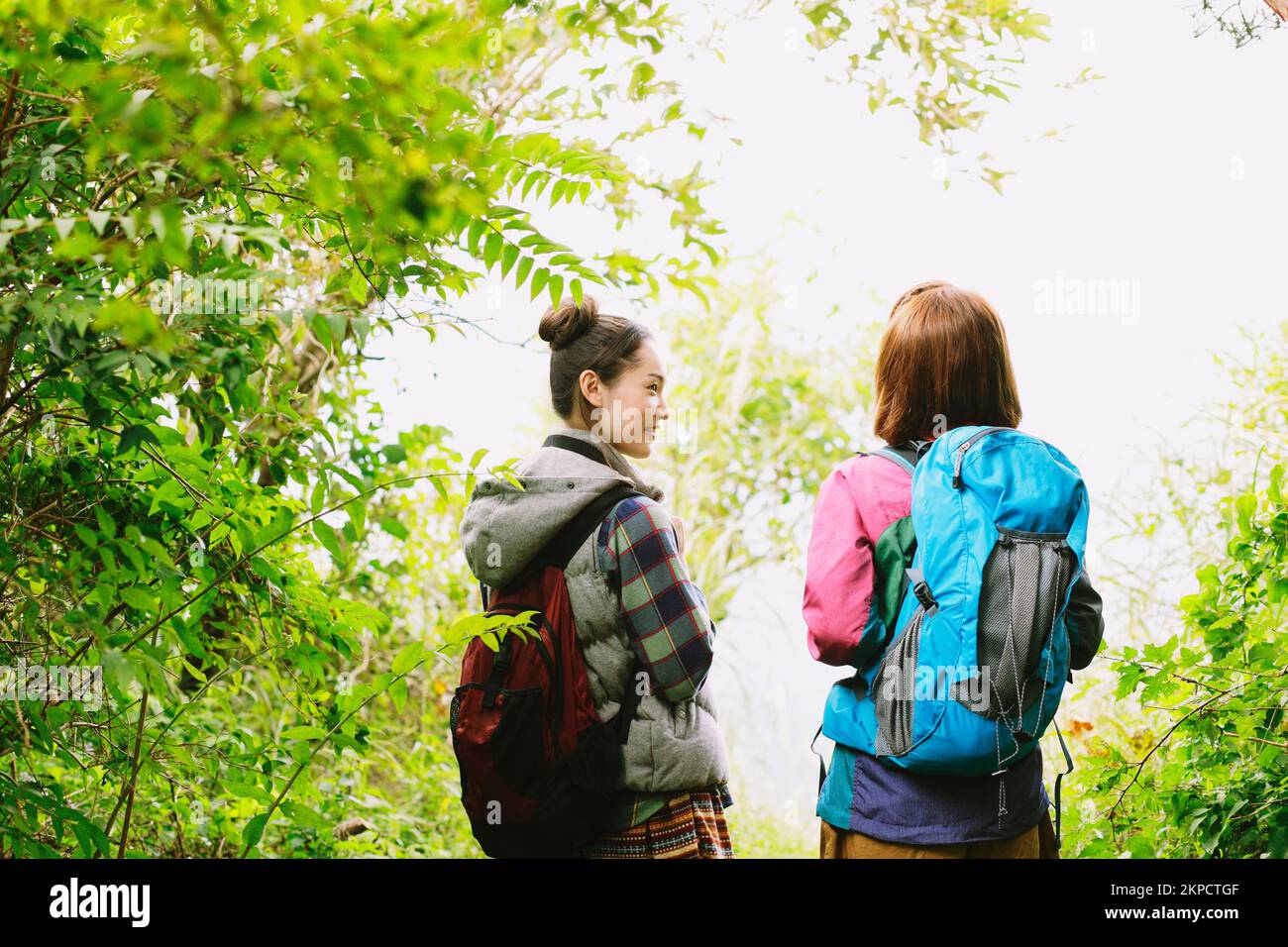 Japanese girls hiking Stock Photo Alamy
