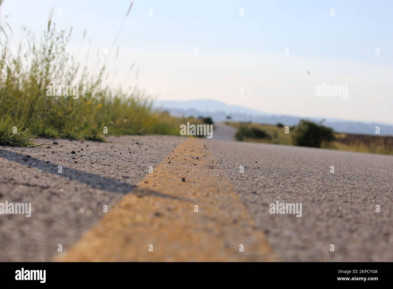 Country road and yellow road line Stock Photo Alamy