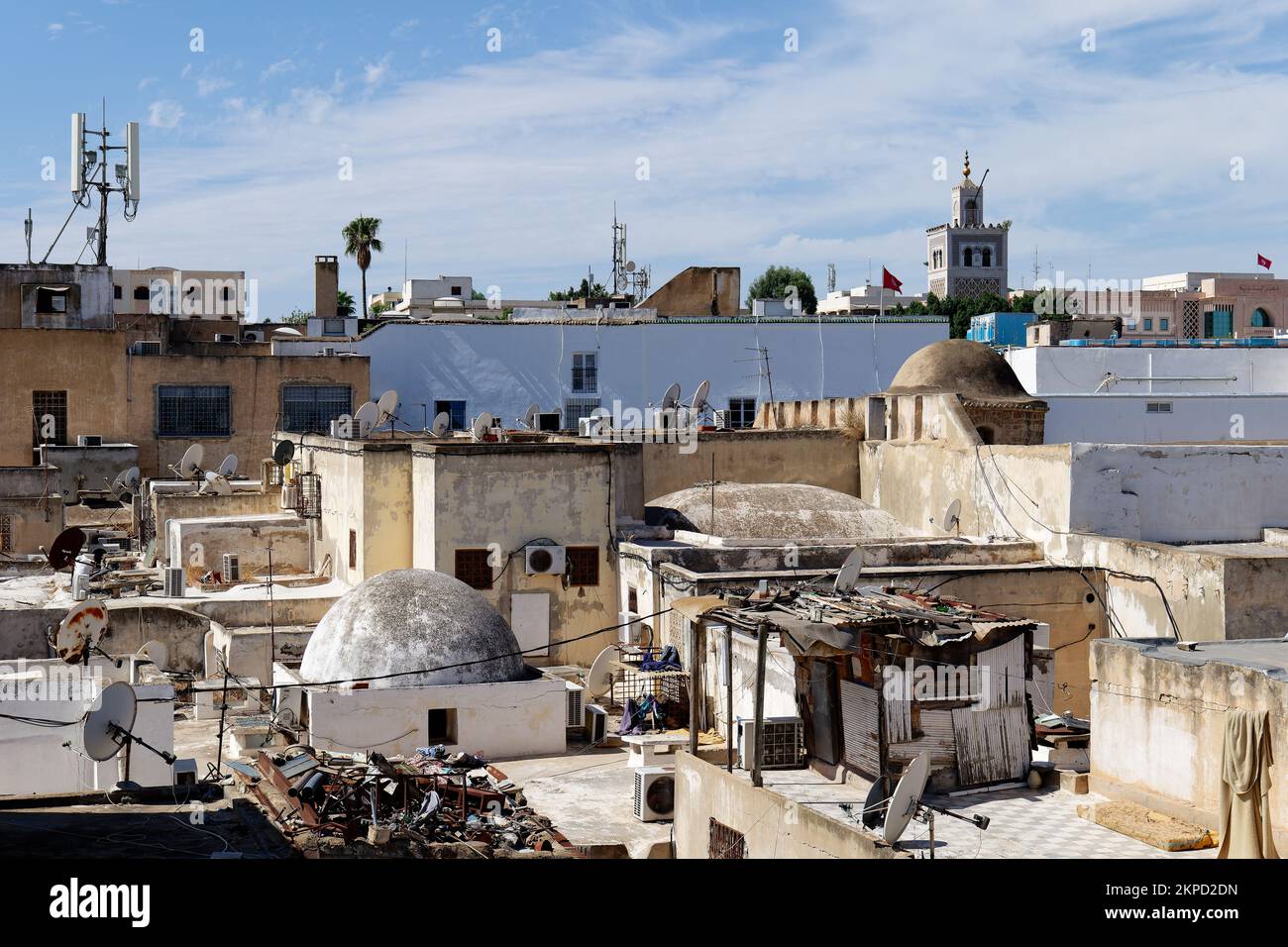 View of the Old Medina of Tunis, Unesco. Around 700 monuments, including palaces, mosques, mausoleums testify to this remarkable historic city. Stock Photo