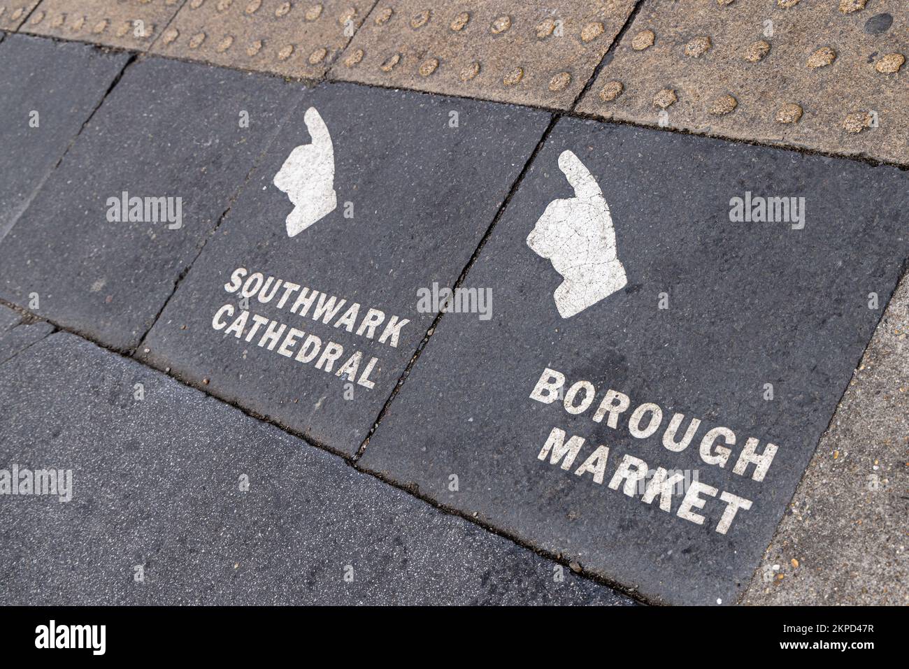 Paving slab signage, South Bank London England Stock Photo