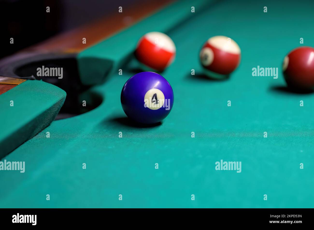 Billiard balls on the green table. billiard balls in front of the