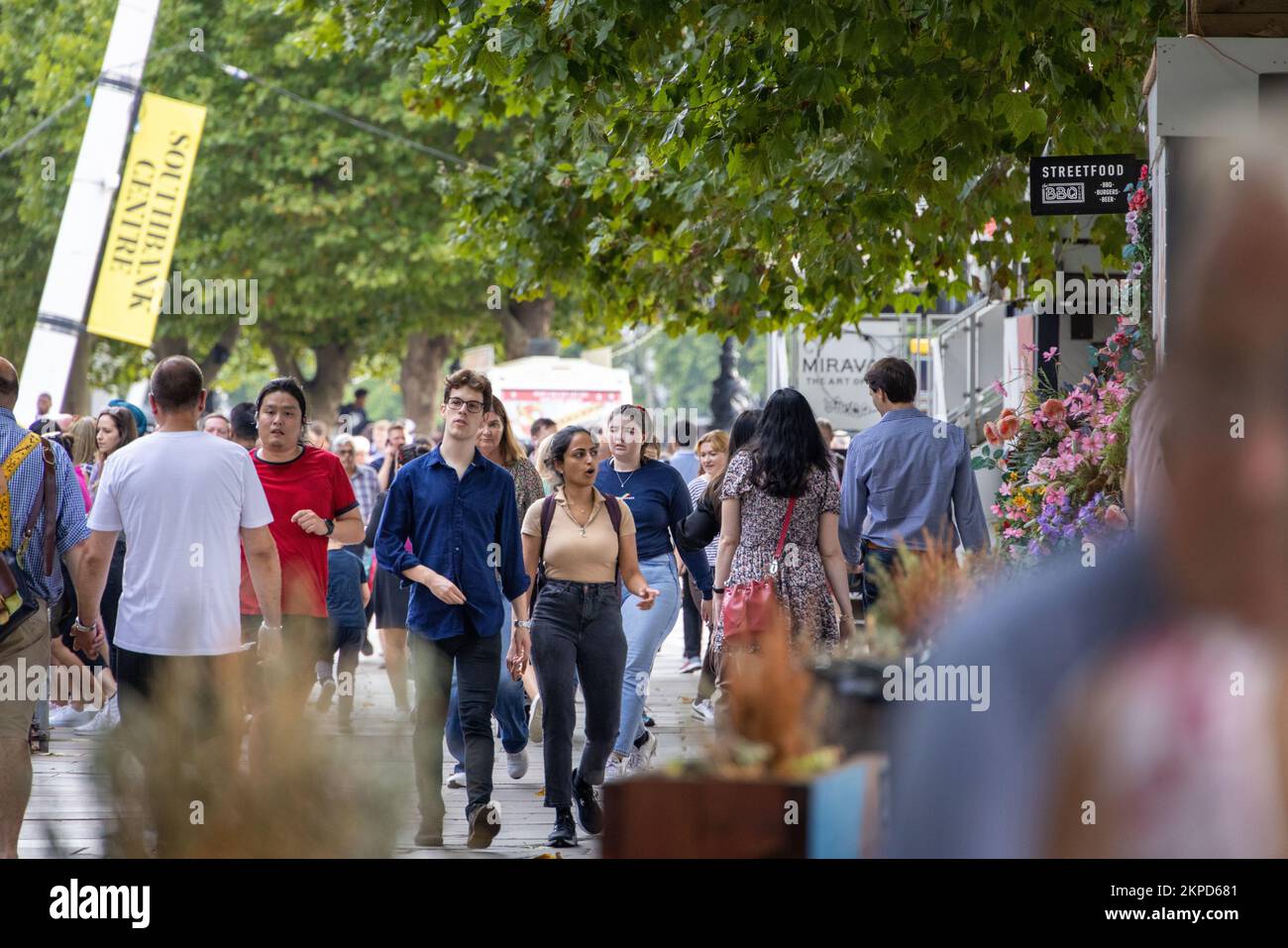 People walking on South Bank London England Stock Photo