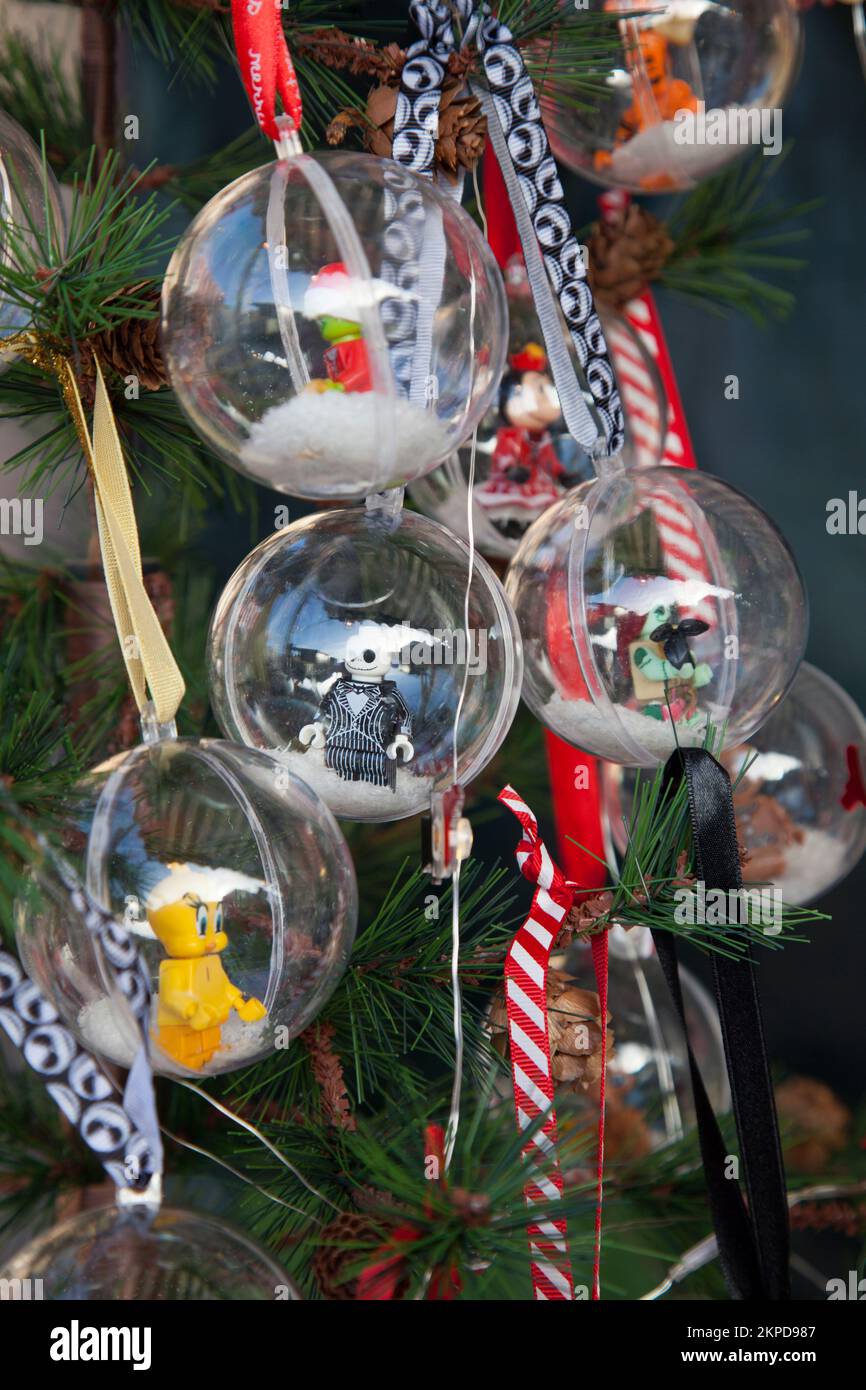 Christmas decorations with figures Stock Photo Alamy