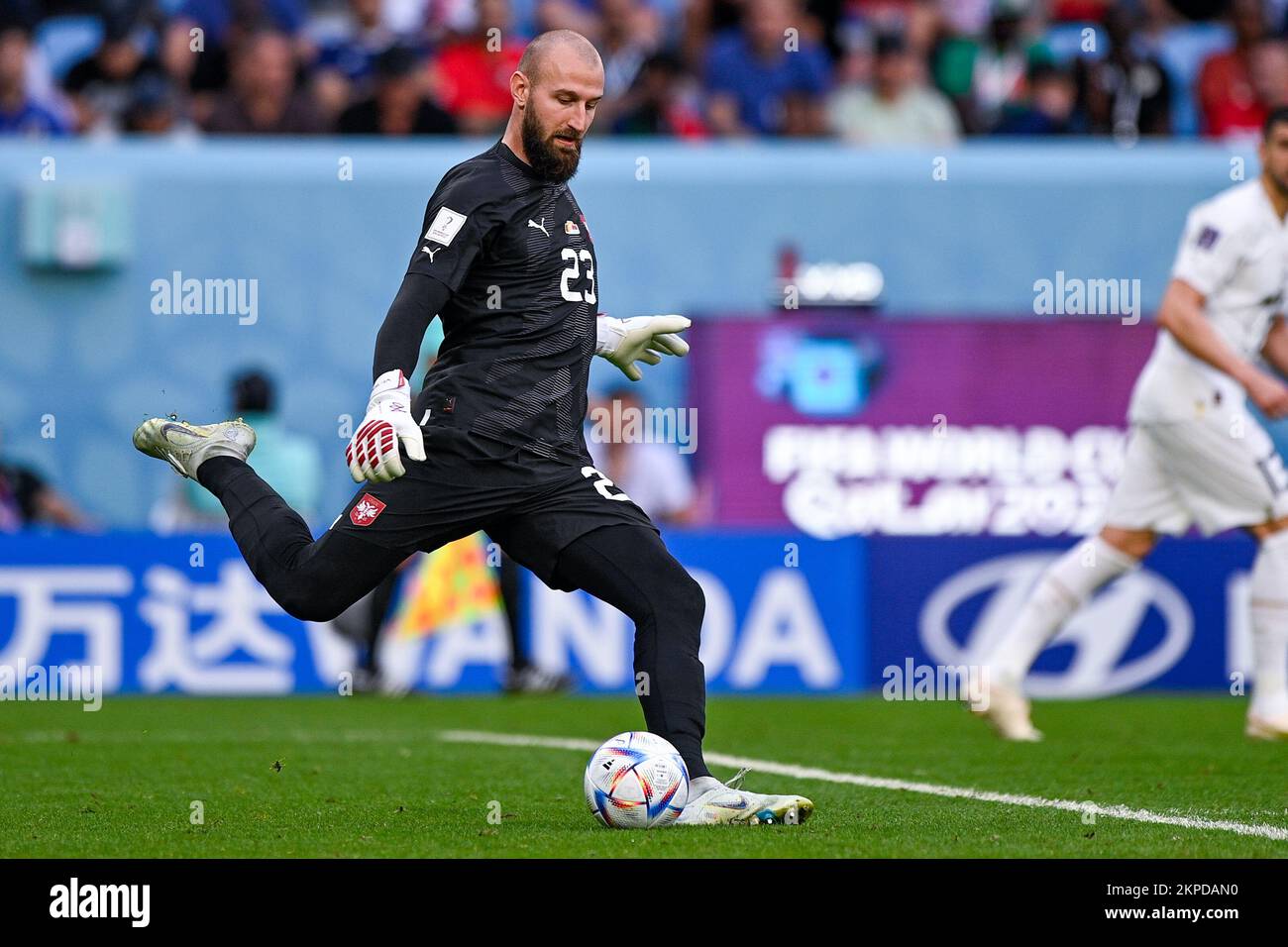 Al Wakrah, Qatar. 28th Nov, 2022. AL WAKRAH, QATAR - NOVEMBER 28: Vanja Milinkovic-Savic of Serbia during the Group G - FIFA World Cup Qatar 2022 match between Cameroon and Serbia at the Al Janoub Stadium on November 28, 2022 in Al Wakrah, Qatar (Photo by Pablo Morano/BSR Agency) Credit: BSR Agency/Alamy Live News Stock Photo