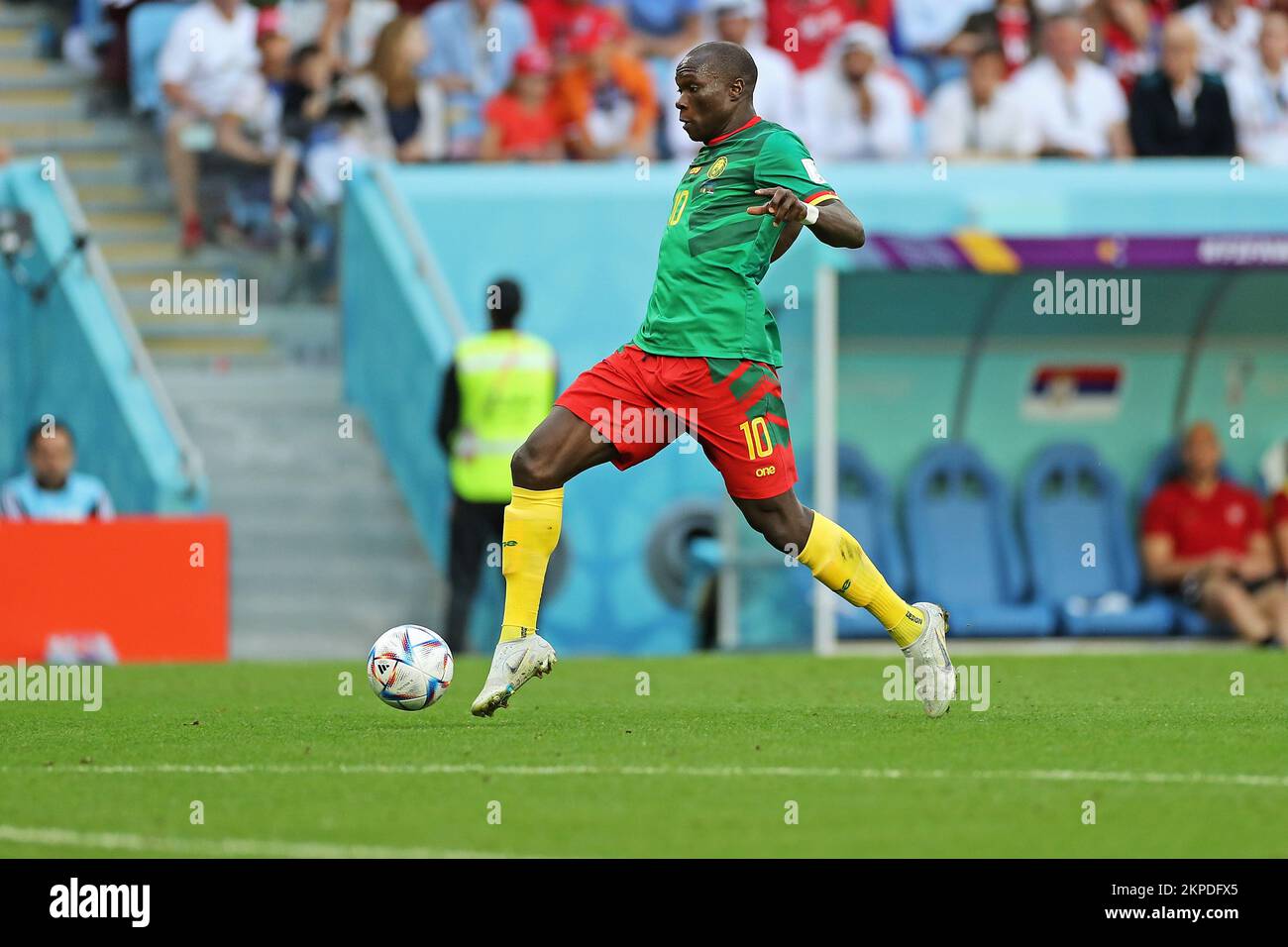 Doha, Qatar. 28th Nov, 2022. Vincent Aboubakar of Cameroon, during the match between Cameroon and Serbia, for the 2nd round of Group G of the FIFA World Cup Qatar 2022, Al Janoub Stadium this Monday, 28. 30761 (Heuler Andrey/SPP) Credit: SPP Sport Press Photo. /Alamy Live News Stock Photo