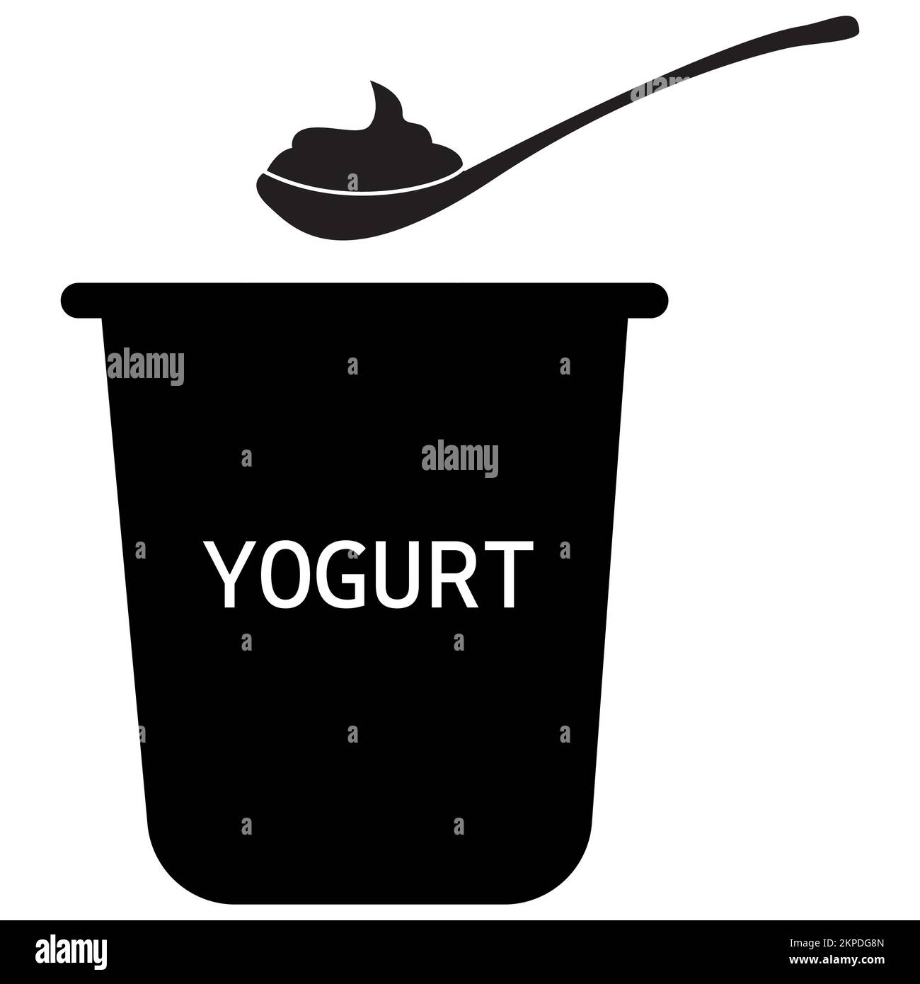 Yogurt with spoon icon on white background. Milk sign. Yogurt symbol