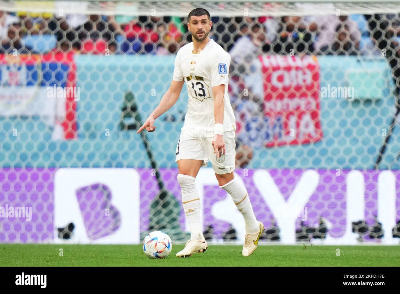 6th November 2019; Vozdovac Stadium, Belgrade, Serbia; UEFA Under 19 UEFA  Youth league football, FK Crvena Zvezda under 19s versus Tottenham Hotspur  under 19s; Stefan Mitrovic of FK Crvena Zvezda clears the