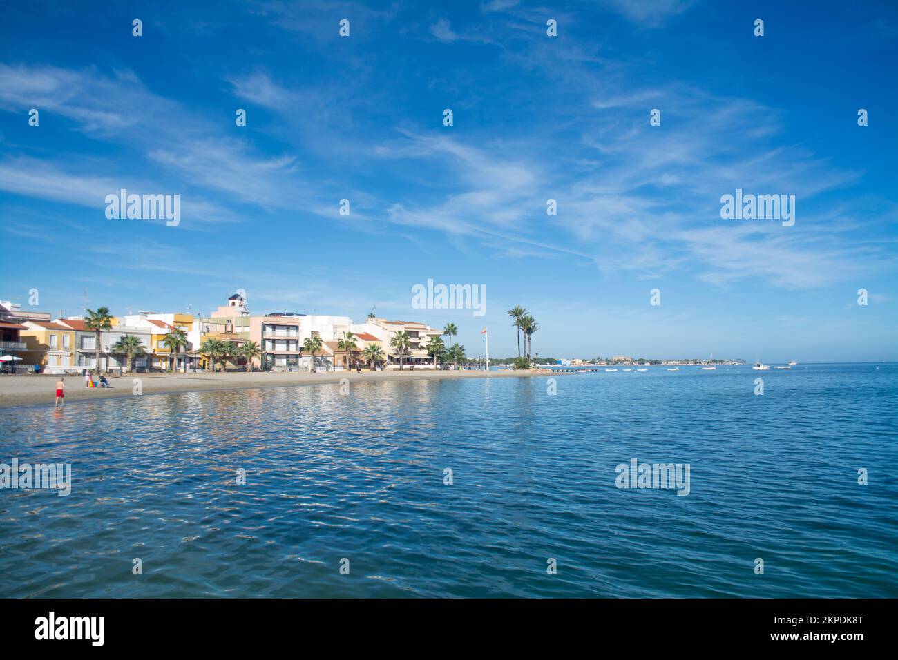 Beachfront on the Mar menor at Los Alcazares on the Costa Calida in Murcia Spain. Stock Photo
