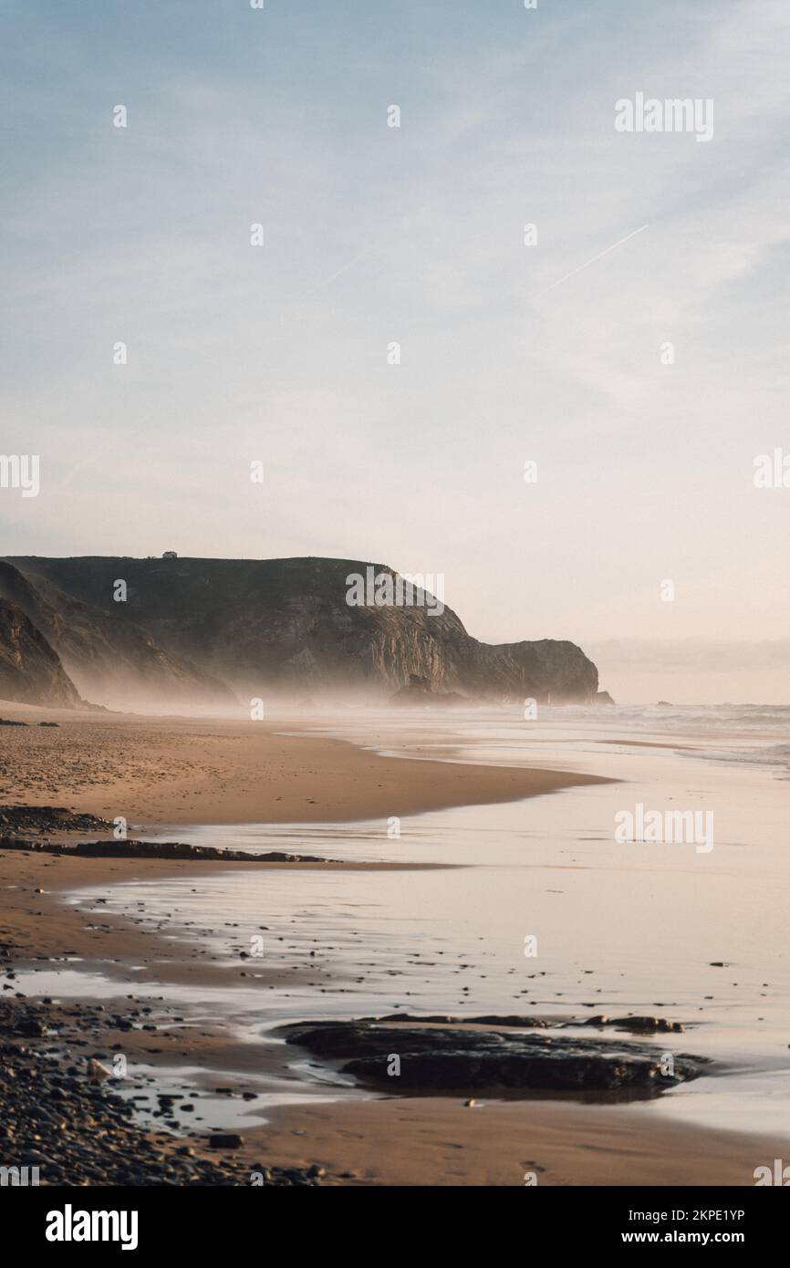 A beautiful vertical view of a sandy beach in Cordoama Stock Photo - Alamy