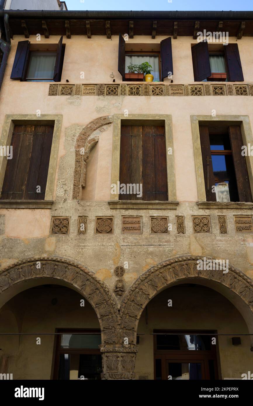 Exterior of historic palace in Conegliano, Treviso province, Veneto, Italy Stock Photo