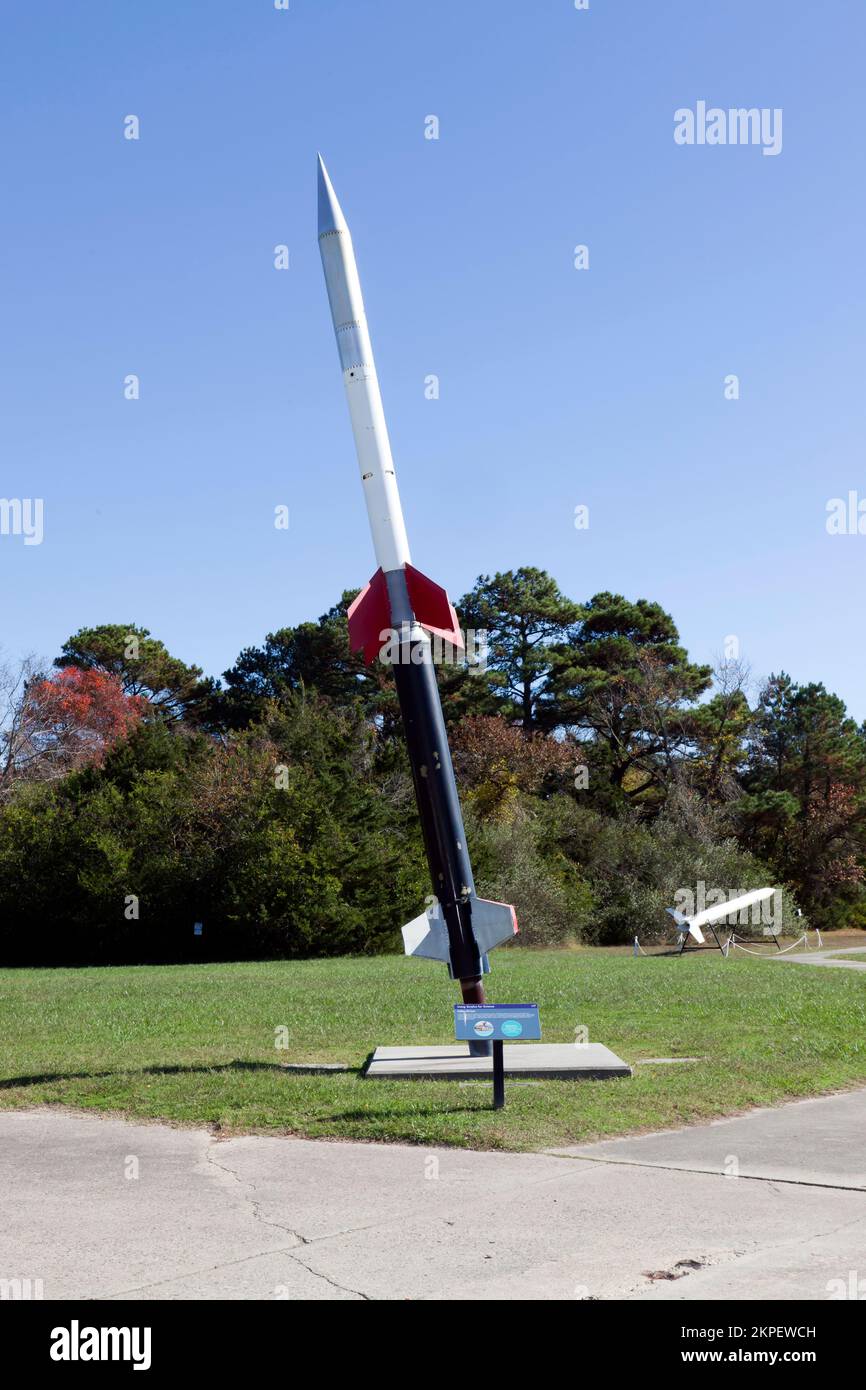 Nike-Orion sounding rocket, on display at the NASA Visitors Centre, Wallops Flight Facility Goddard Space Flight Centre, Stock Photo