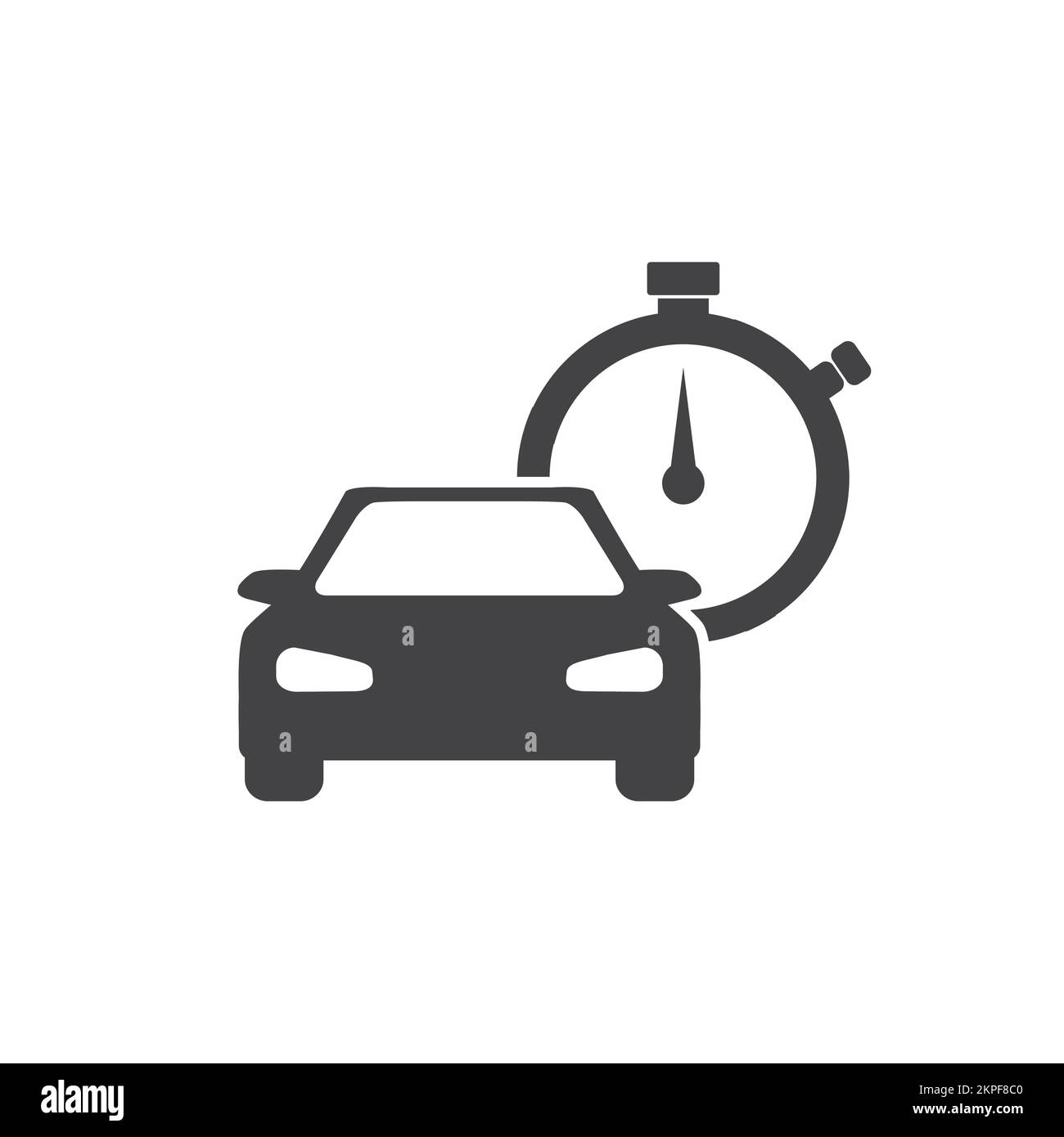 A vector of car and stopwatch icon on a white background Stock Vector