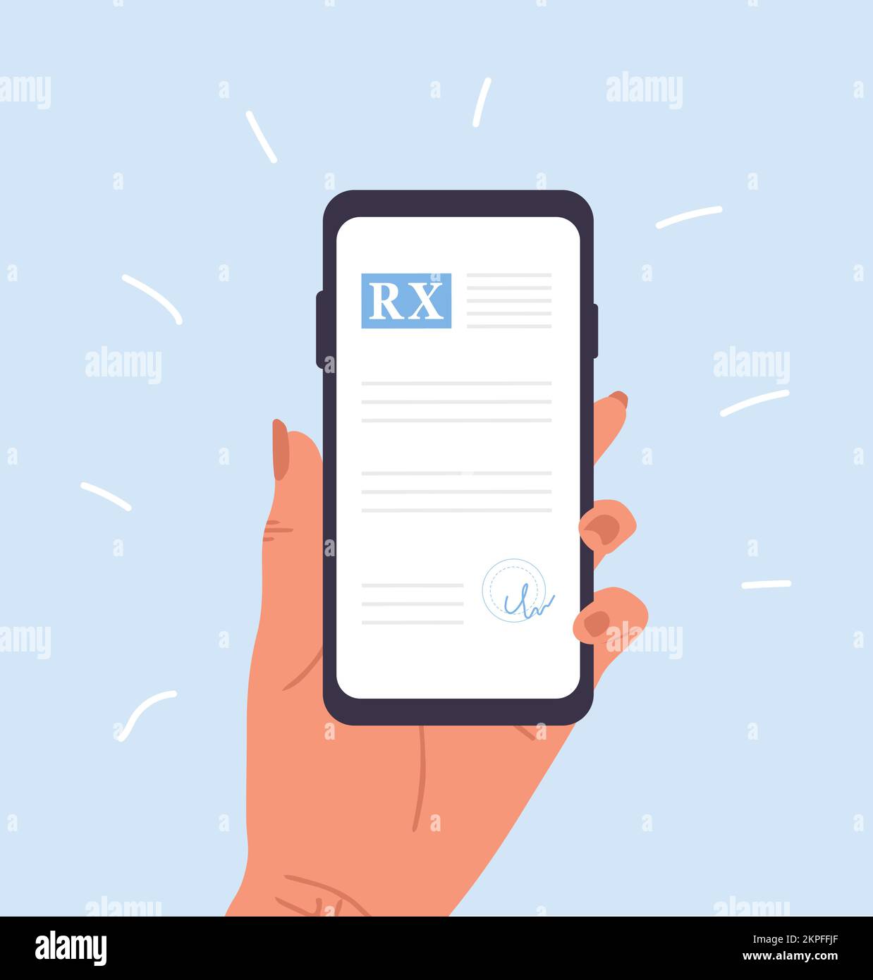 Medical prescription drugs. Female hand holding mobile phone with recipe for pills. Pharmacy