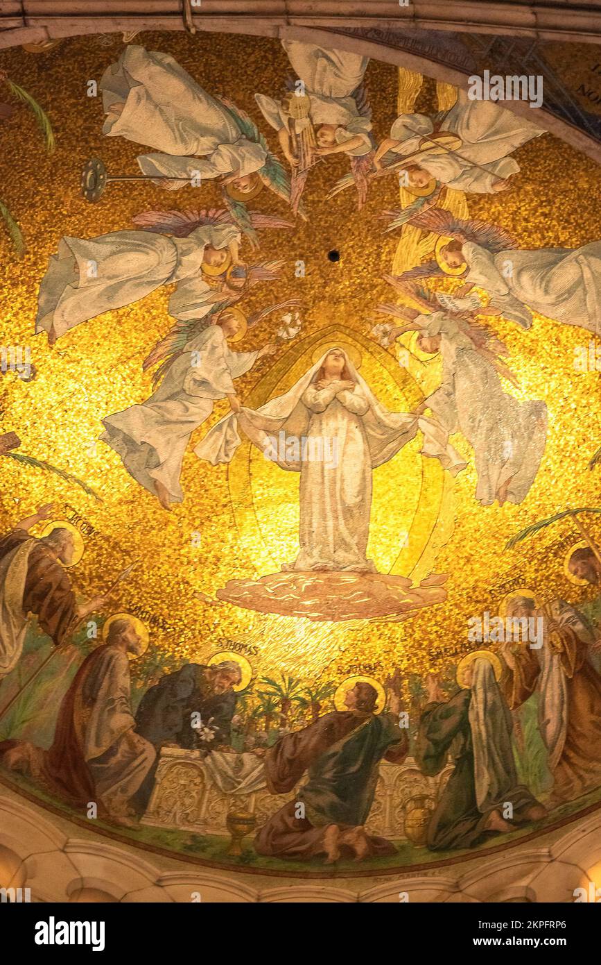 Assumption of Mary mosaics at Basilica of Sacred Heart (Basilique du Sacre Coeur). Paris, France. Stock Photo