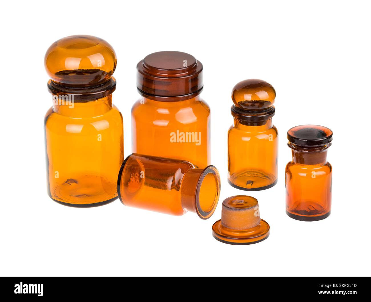 Set of vintage brown apothecary bottles Stock Photo Alamy