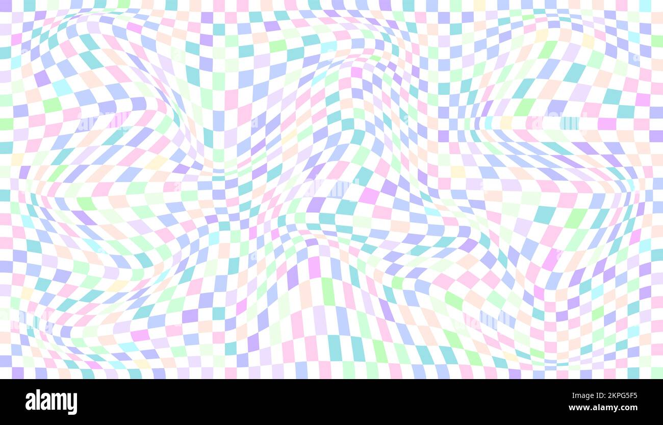 Checkered background with distorted squares. Abstract banner with ...