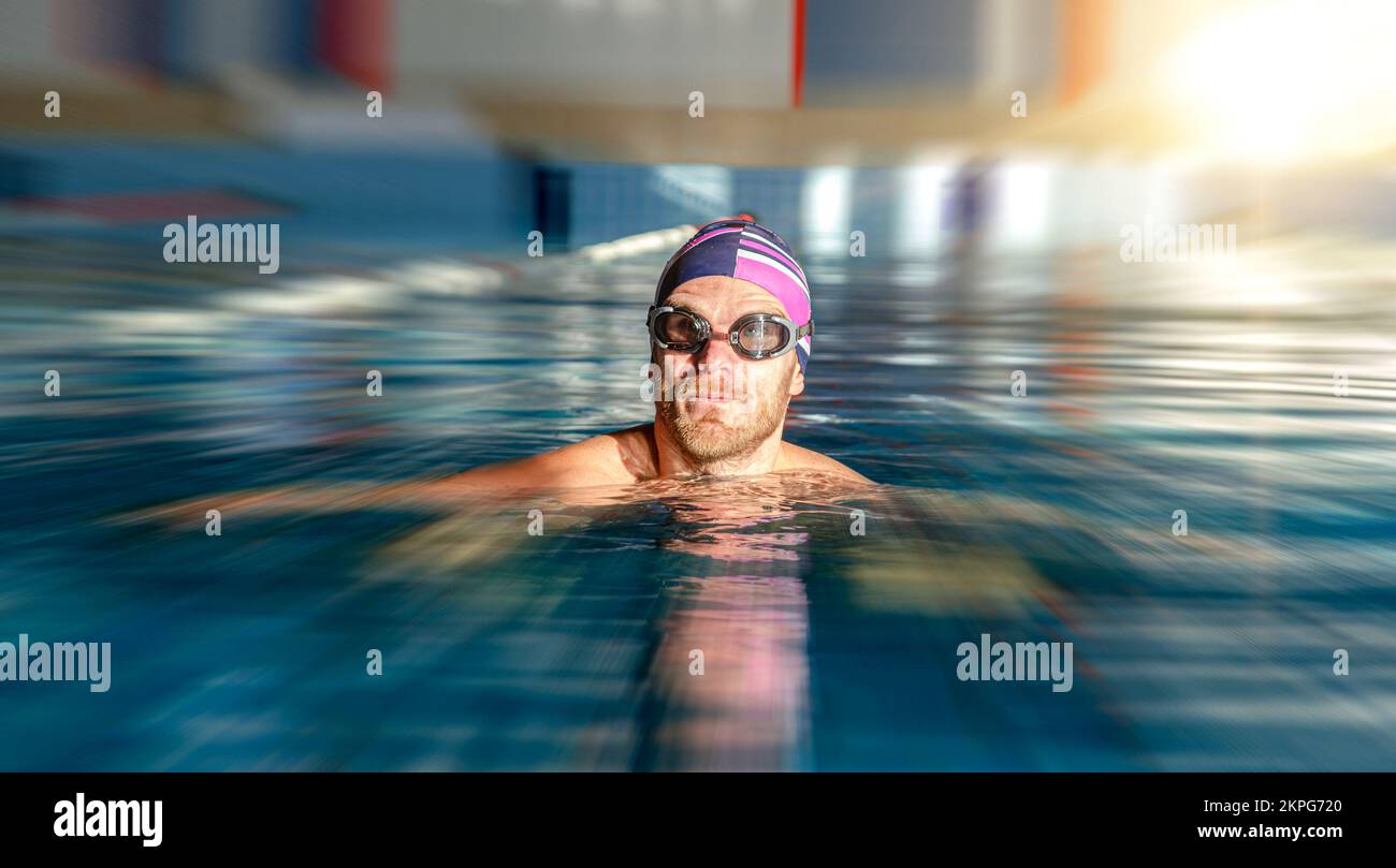 Swimmer in the pool. Stock Photo