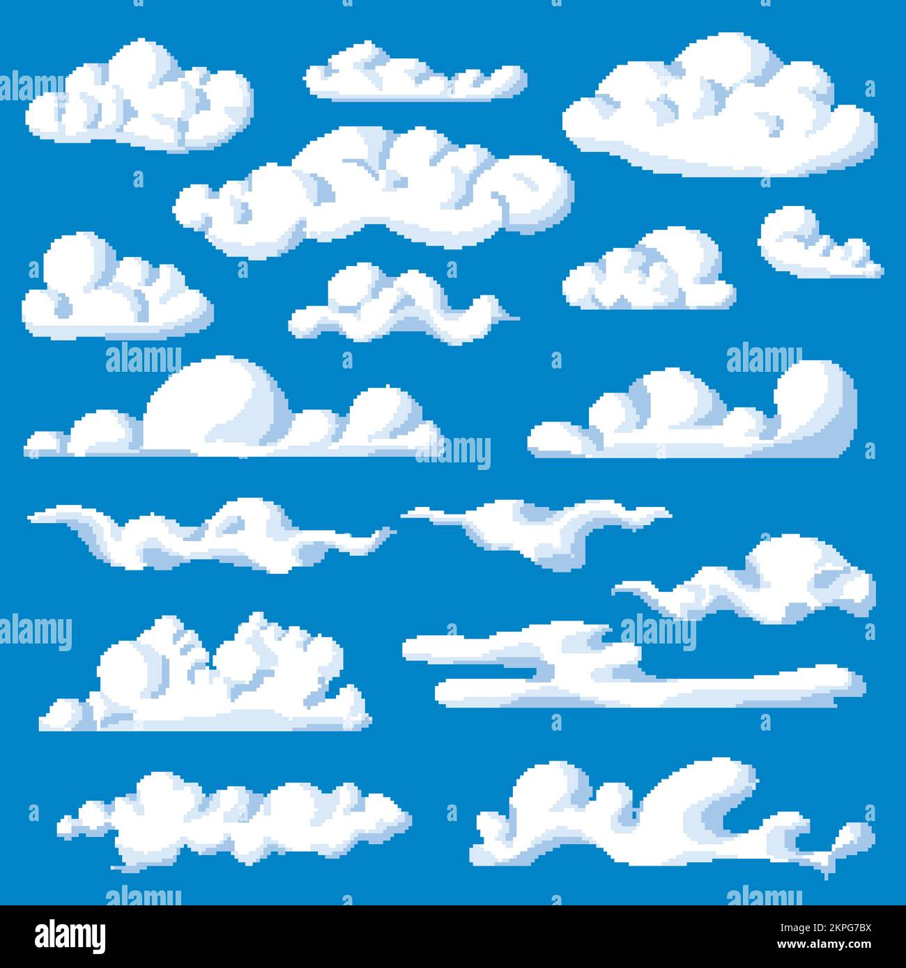 Pixelated clouds for game play setting 8 bits Stock Vector