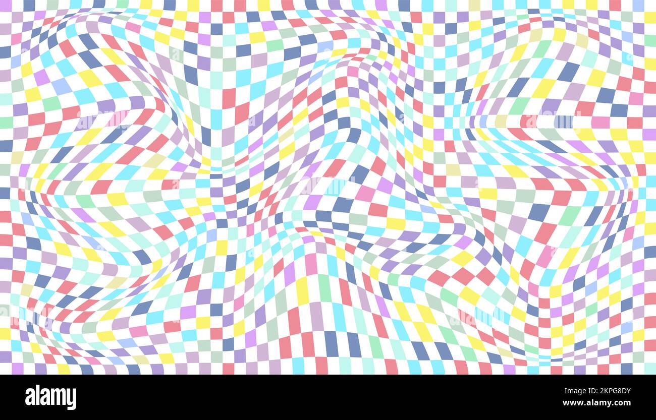 Checkered background with distorted squares. Abstract banner with ...