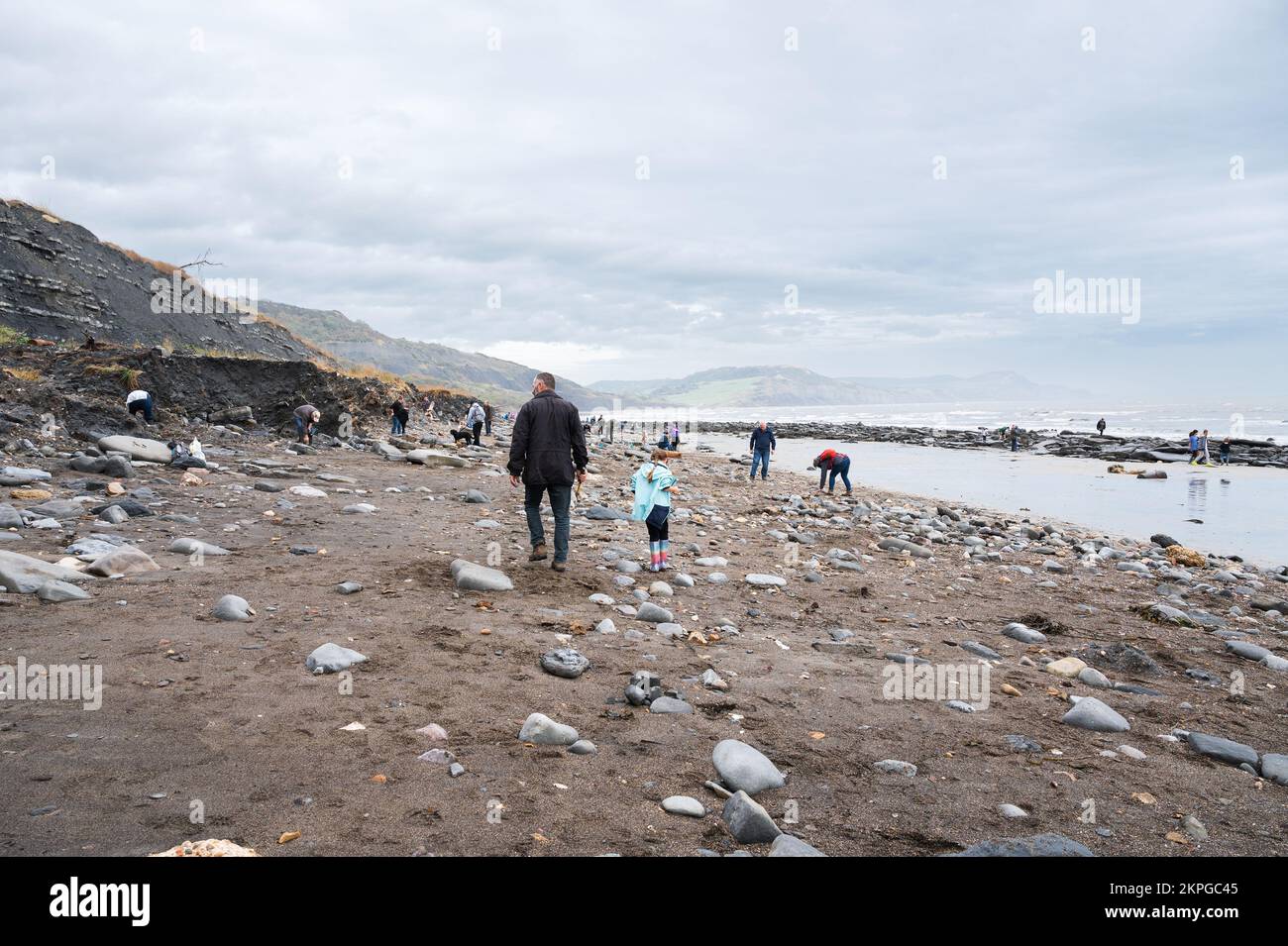 Lyme Regis, United Kingdom October 29 2022 People looking for