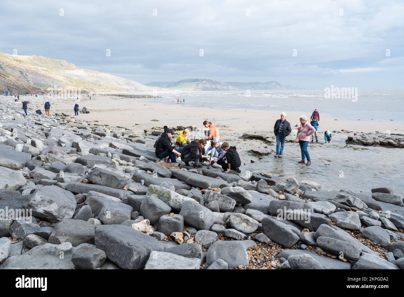 Lyme Regis, United Kingdom October 29 2022 People looking for