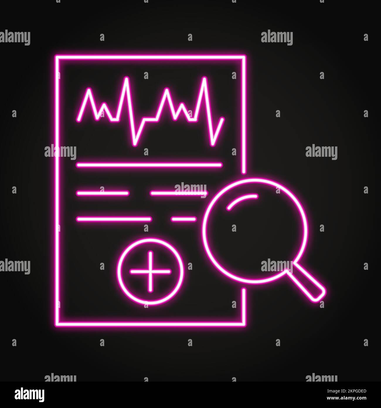 Diagnostics neon icon in line style. Medical record, history and