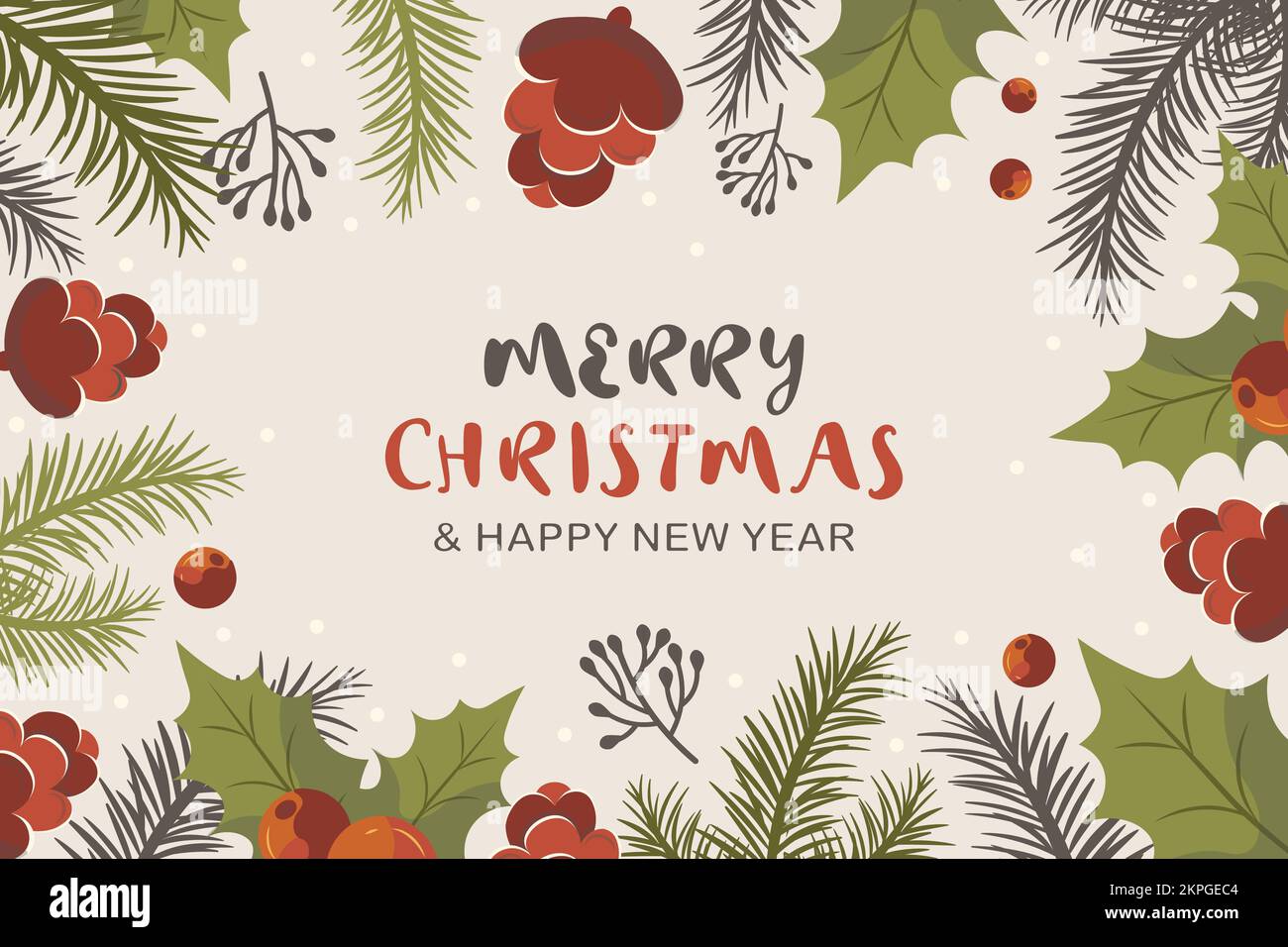 Hand drawn christmas background merry christmas and new year fir ...