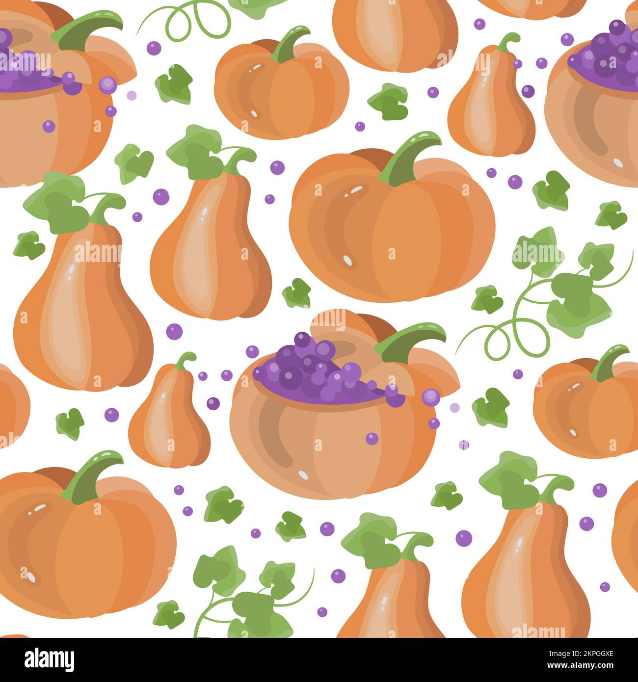 PUMPKIN FUN Halloween Flat Design Funny Cartoon Hand Drawn Seamless Pattern Vector Illustration For Print Stock Vector