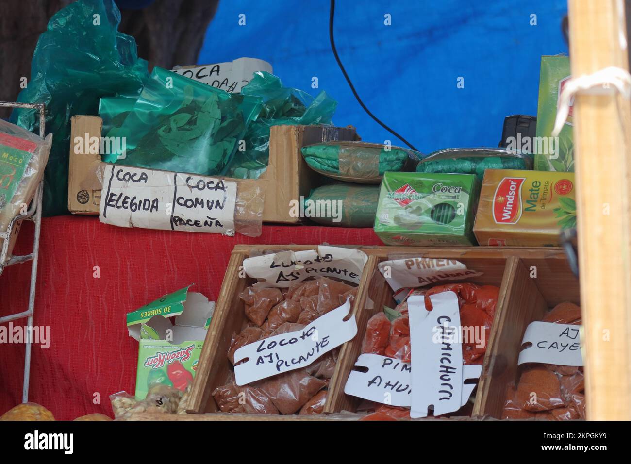 Humahuaca, Argentina. November 07, 2022 coca leaves being freely sold