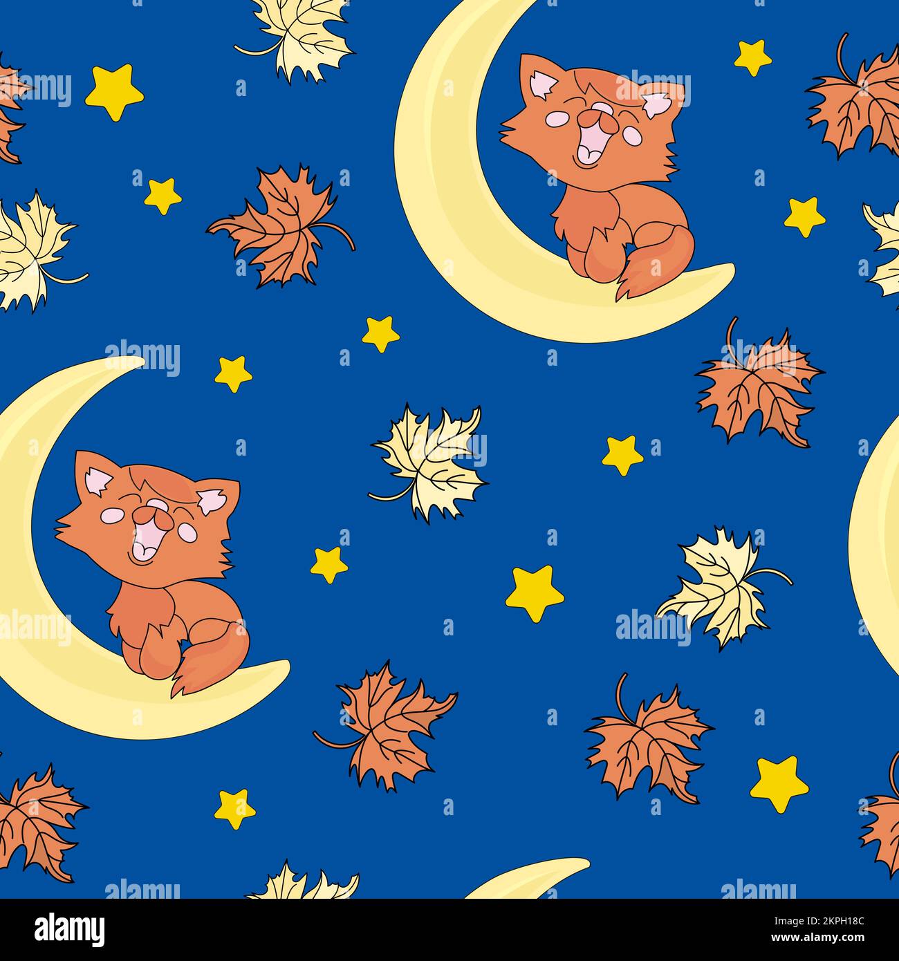 RED CAT Red Headed Sitting On The Moon On The Background Dark Blue ...