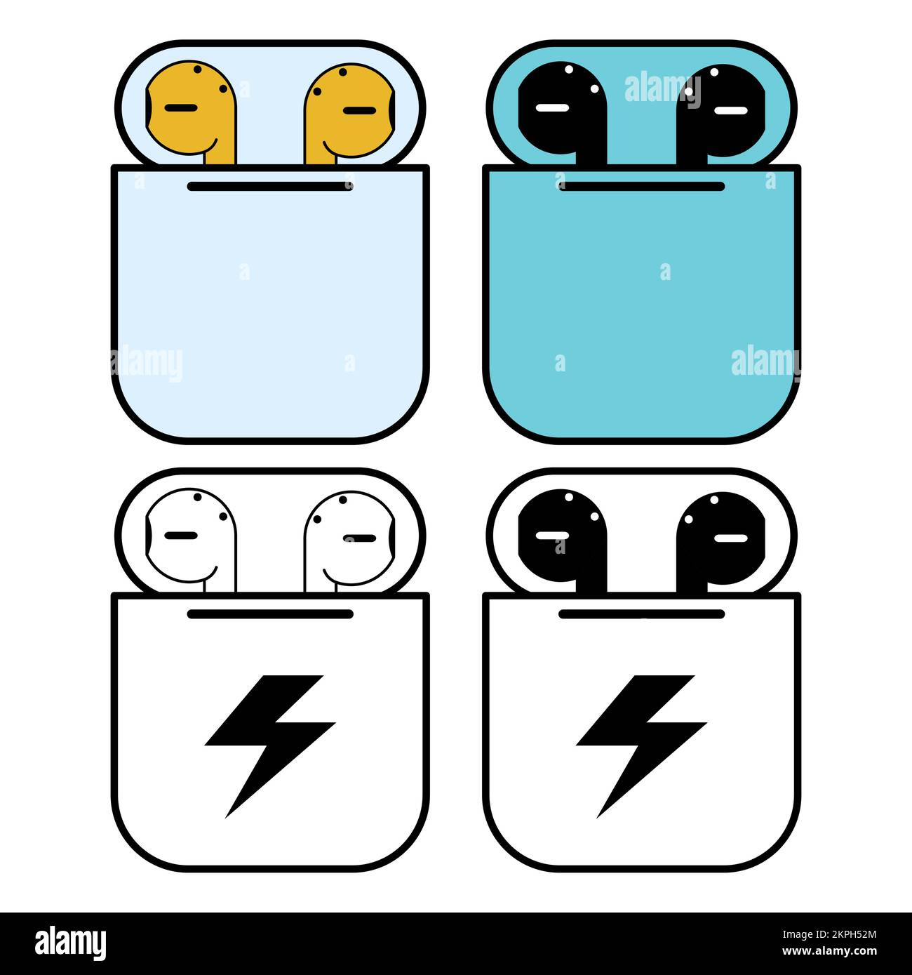 Set of Earphones music box flat icon, sound technology device sign, web