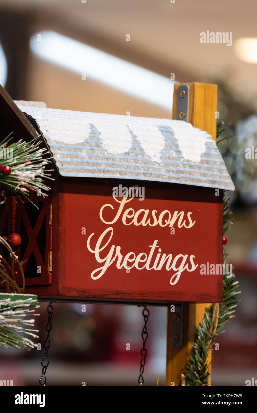 Beautiful Christmas Seasons Greetings letter box Stock Photo