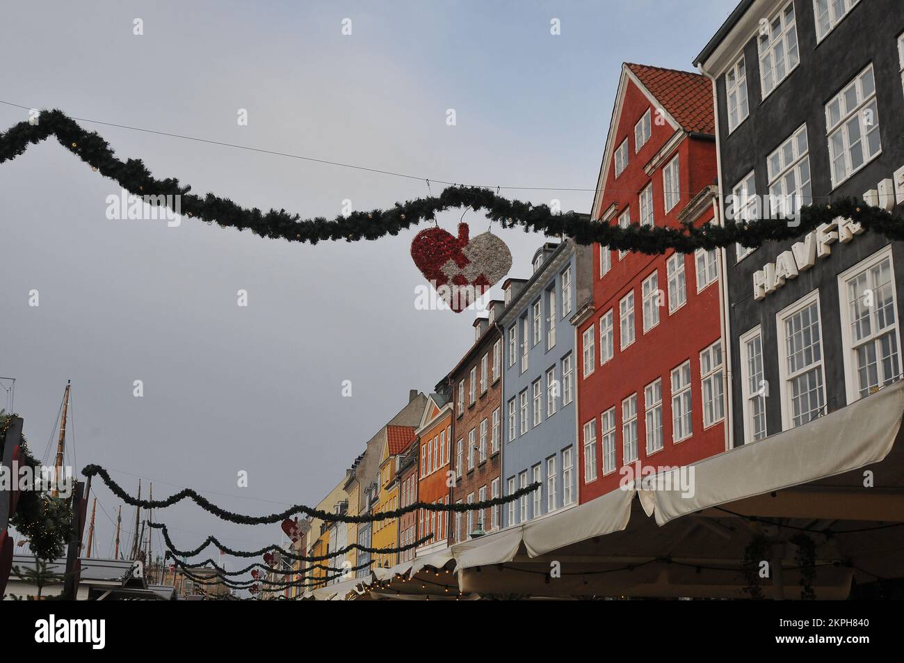 Denmark In November Copenhagen/Denmark/28 November 2022/Nyhavn canal christmas market in ...