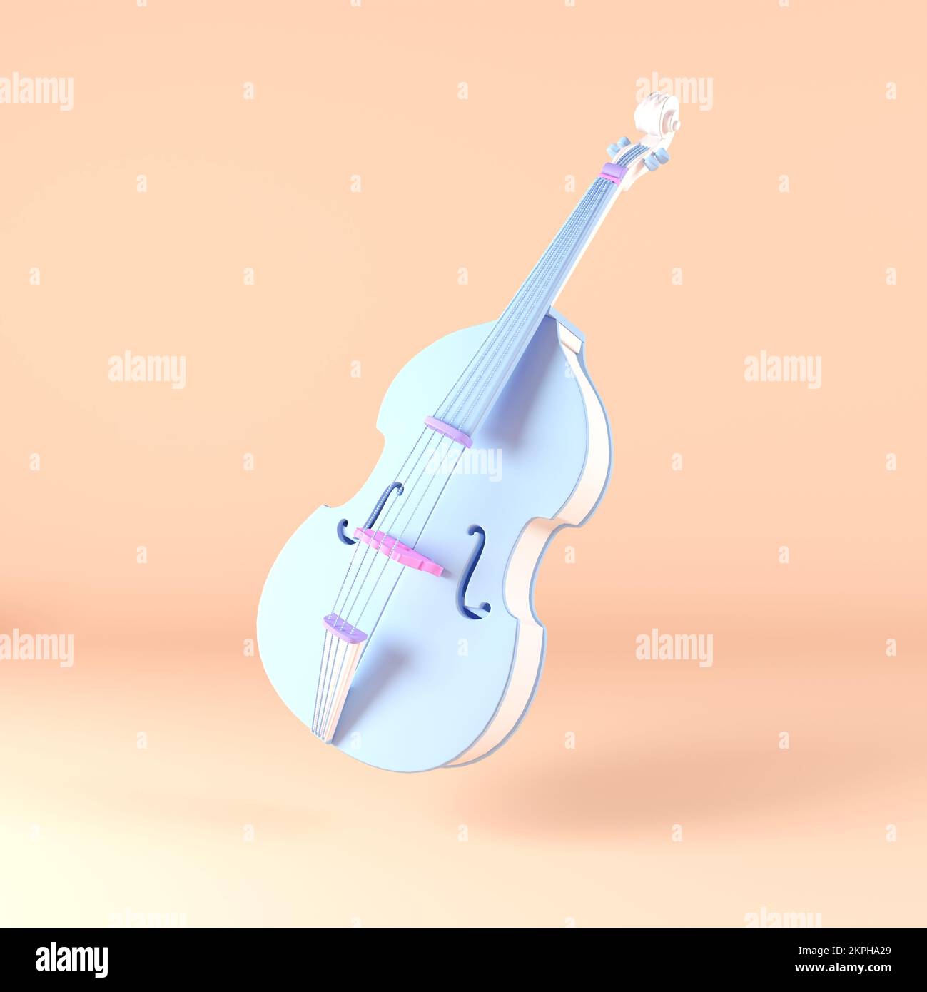 Violin Traditional Musical Instrument cartoon style 3d illustration render. A concept for a musician, composer, author of music, music service. Stock Photo