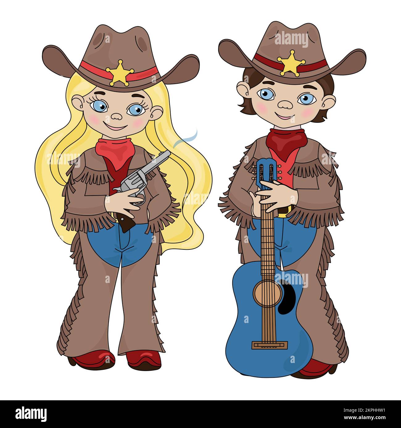 SHERIFFS Two Cowboy Sheriffs With Guitar And C…