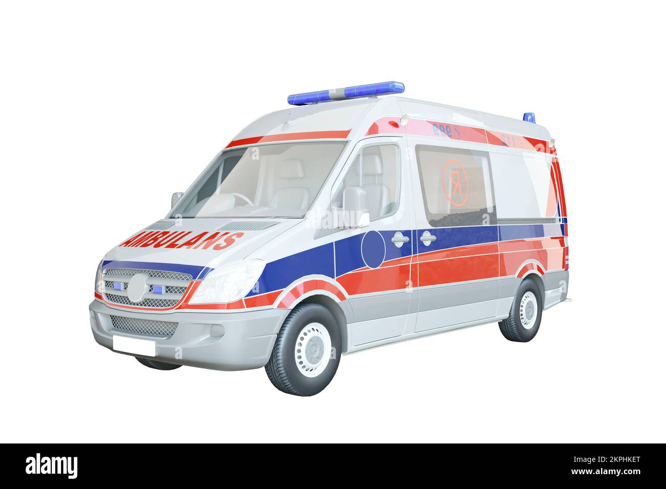 Ambulance emergency on a white background. 3D rendering, 3d model illustration. Stock Photo