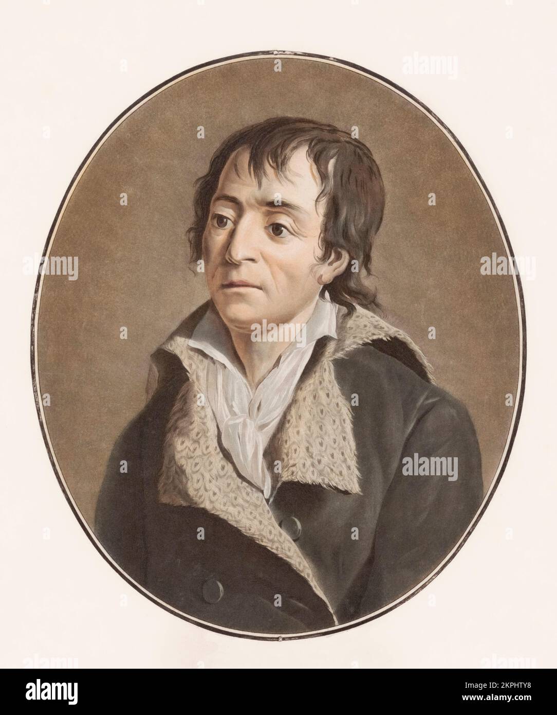 Jean-Paul Marat, 1743 –1793.  French physician, scientist, radical journalist and politician during French Revolution.  From a print by Pierre Michel Alix after the painting by Jean François Garnerey. Stock Photo